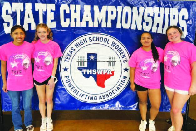 COURTESY PHOTO | TJ CLEAVINGER From left, Alison Gonzalez, Hailey Palmer, Arianna Bermudez and Addison Berry pose at the powerlifting state championship.