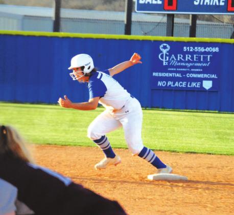 Alycia Cantu takes off from second base after her double in the second inning that got the Lady Badger offense going. HUNTER KING | DISPATCH RECORD