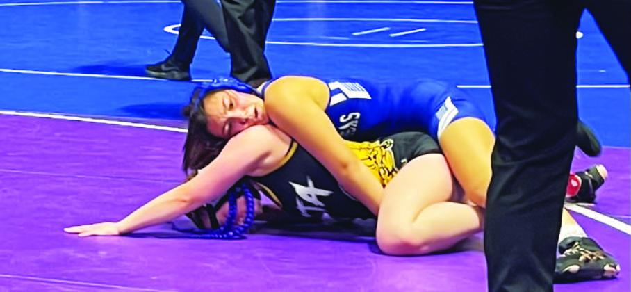 COURTESY PHOTO | LAMPASAS WRESTLING Charlie Freese wrestles an opponent at the state wrestling meet over last weekend.