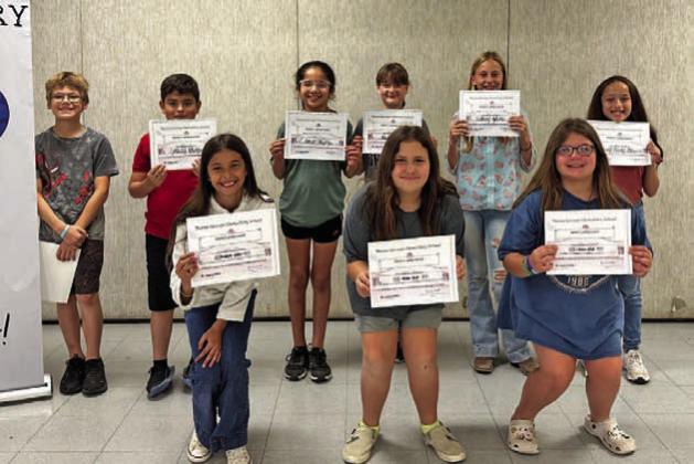 Hanna Springs Elementary celebrates its fourth-grade perfect attendance award winners. COURTESY PHOTO