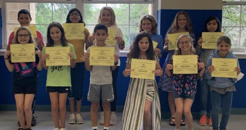 Fourth-graders who achieved all A’s this year at Hanna Springs Elementary are pictured above. COURTESY PHOTO