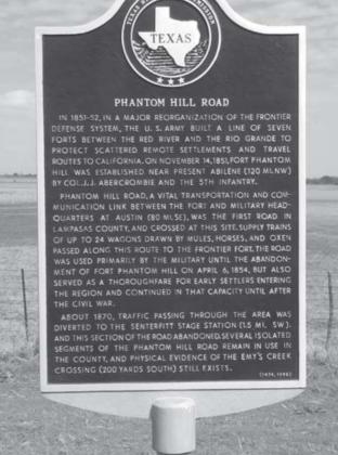 The Phantom Hill Road Texas Historical Marker is located midway between Lometa and the Colorado River on U.S. Highway 190. JEFF JACKSON | COURTESY PHOTO