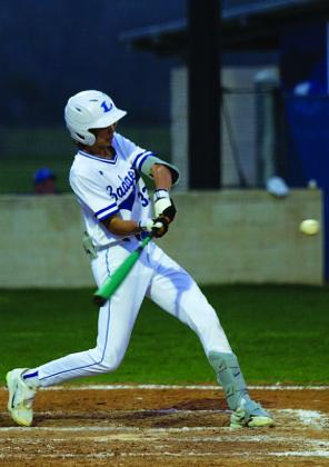 Jackson Wright swings at a pitch in last Thursday’s game. HUNTER KING | DISPATCH RECORD