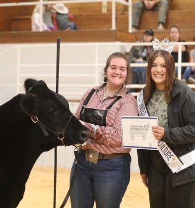 Cora Groves showed the reserve champion steer at the Lampasas County Youth Livestock Show and was recognized by the Colorado River Cattlewomen as a first-generation cattle exhibitor. COURTESY PHOTO