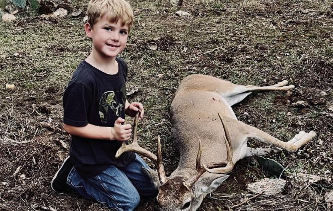 COURTESY PHOTO Young Lampasan kills first buck Five-year-old Casen Freeman killed his first deer, a 9-point buck, in December in Lampasas County. He was hunting with his grandfather Tony Canales.