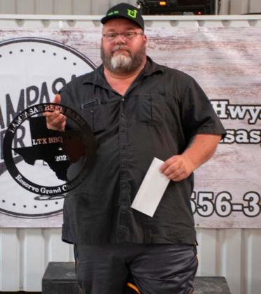 Taking reserve-champion honors at Saturday’s LTX BBQ Fest was Randel Johnson of Oakalla Que. COURTESY PHOTO