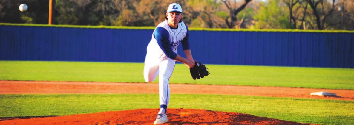 Tak Stinnett throws a pitch in a district game against Brownwood this season. He is expected to be the game one starter on Friday. FILE PHOTO