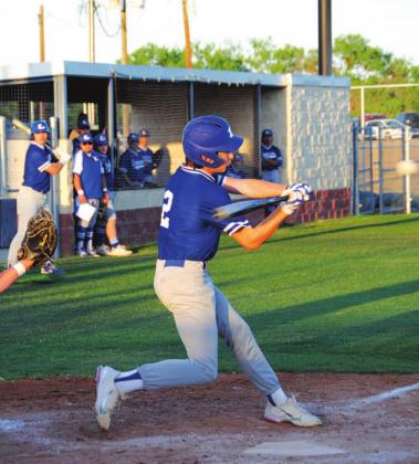 J.T. Poston swings at a pitch in his first at-bat against Llano in the Badgers’ final regular-season game before the playoff series. HUNTER KING | DISPATCH RECORD