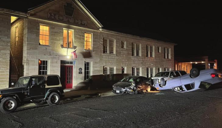 A driver believed to have been traveling at high speed through a residential area severely damaged two parked cars in the early hours Sunday morning. COURTESY PHOTO