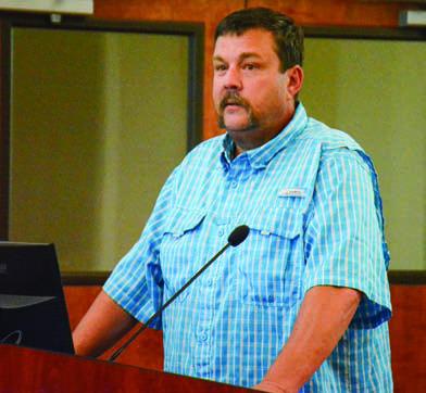 ANA SOFIA MEYER | DISPATCH RECORD Mike Olson speaks to the Lampasas City Council, requesting Hotel Occupancy Tax funding for the CTX Goat Classic event.
