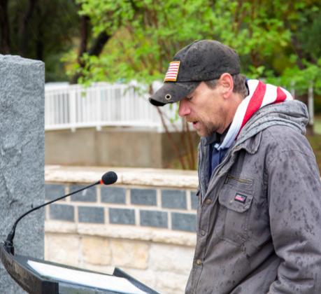 Guest speaker for the ceremony, Ken Shirley Jr., provided a family member’s perspective to veterans. chris miles | dispatch record