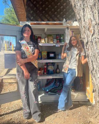 COURTESY PHOTO Belle Wharton and Kenzie Woodfin are cadette Girl Scouts working on their Silver Award. The food pantry will be an ongoing project they maintain.