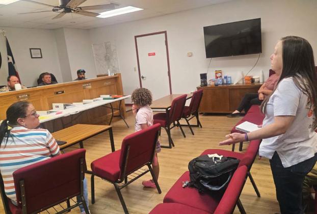 Lometa resident Mikki Allen voices concerns about emergency response times for county ambulances. courtesy photo