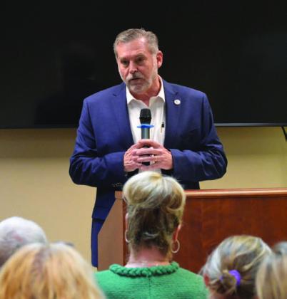 ERICK MITCHELL | DISPATCH RECORD Rep. David Spiller (R-Jacksboro) speaks to Lampasas County residents last year. Spiller was one of the sponsors of Senate Bill 4 that is currently blocked by the Fifth Circuit Court of Appeals.