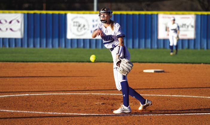 Freshman Allison Fry pitched a shutout in her first varsity home game for the Lady Badgers. HUNTER KING | DISPATCH RECORD