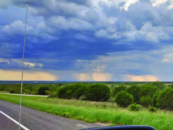 COURTESY PHOTO These rain clouds were observed off FM 580 East earlier in the fall. Precious little moisture was recorded over the first eight months of the year, when Lampasas County was considered in severe drought conditions.