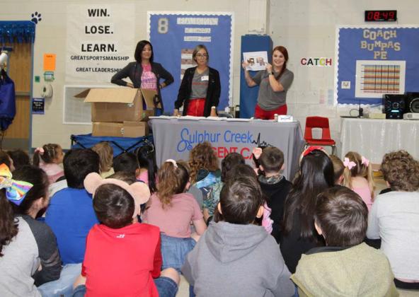 Nurses from Sulphur Creek Urgent Care talk to students at Hanna Springs Elementary School about medication safety. Many medicines look similar to candy, so the nurses addressed how to tell them apart from one another so students can stay safe and healthy. joycesarah |mccabe dispatch record