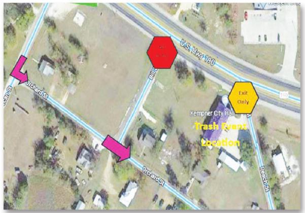 This map indicates where residents should enter and exit for disposal of hazardous household items. COURTESY PHOTO | CITY OF KEMPNER