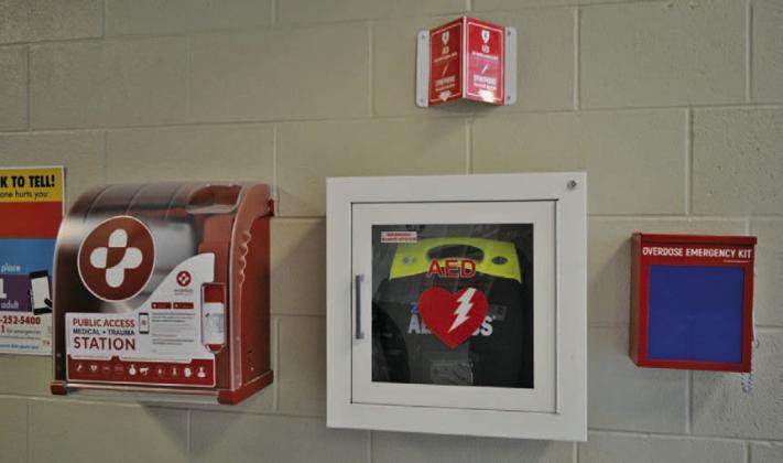As with the other LISD campuses, Lampasas High School has a station equipped for medical health emergencies, including an AED and opioid overdose kits. ERICK MITCHELL | DISPATCH RECORD