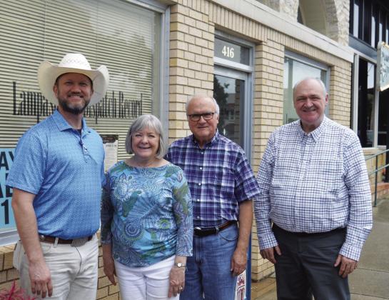 ERICK MITCHELL | DISPATCH RECORD A new chapter at the Lampasas Dispatch Record took place Oct. 1 with the acquisition of the paper by Granite Media Partners Inc. The transfer included H. Daniel Phlihower (left), Granite’s CEO and president; outgoing owners Gail and Jim Lowe; and new Area Publisher Mark Henry, a Lampasas resident.