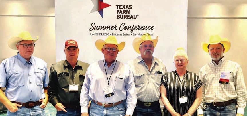 Lampasas County Farm Bureau directors, left to right, Rusty Calk, Mike Hail, Mickey Edwards, Jim Spivey, LCFB vice president Janet Machen and LCFB president Stephen Ruzicka, participated in the Texas Farm Bureau Summer Conference held June 22-24 in San Marcos at the Embassy Suites. Not pictured: director Steve Forsythe. COURTESY PHOTO