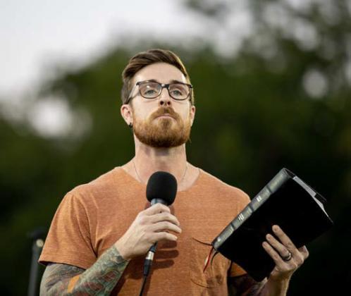 Former Badger delivers message Clayton Tyner, a Lampasas High School graduate and now pastor at Metachurch in San Antonio, spoke at Fields of Faith on Wednesday night at Badger Stadium. chris miles | Dispatch Record