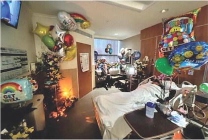 The Kukers quickly ran out of space in the hospital room for all the plants, flowers, balloons and well wishes Lampasas friends sent during his recovery. DEBBIE KUKER | COURTESY PHOTO