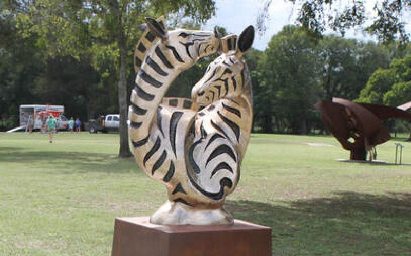 Seen here is Dan Pogue’s sculpture titled “Match Pair,” currently at Campbell Park. Pogue is one of several artists whose latest work will be installed at the city’s Sculpture Garden Sept. 17. One piece will go to W.M. Brook Park. LAFTA.ORG