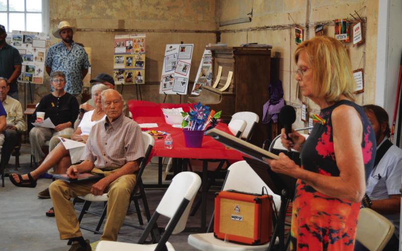 ERICK MITCHELL | DISPATCH RECORD At right, Lampasas City Councilwoman Dorothy Person reads a city proclamation recognizing the Juneteenth holiday that celebrates the end of slavery in the United States.