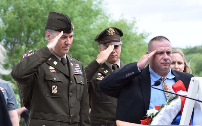 Several Fort Hood officers attended the Kempner Memorial Day ceremony on Monday. Pictured left to right are Lt. Col. Dean Huard, Col. Anthony Barbina and Kempner Mayor J.W. Wilkerson. ALEXANDRIA RANDOLPH | DISPATCH RECORD