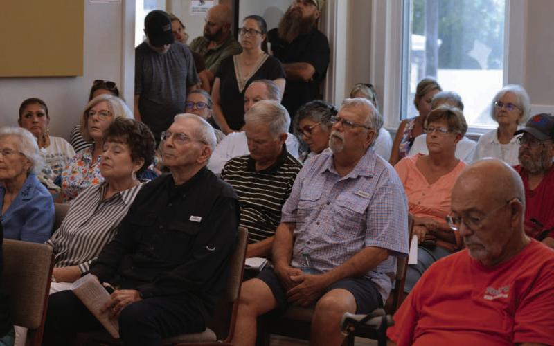 Lampasas residents who live near the Diamond Ridge subdivision and others were out in full force Thursday for the Planning and Zoning Commission’s public hearing on a rezoning request for property along Naruna Road. ERICK MITCHELL | DISPATCH RECORD