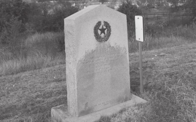 The Hughes’ Springs marker sits just east of the intersection of U.S. Highway 190 and Fourth Street. MADELEINE MILLER | DISPATCH RECORD