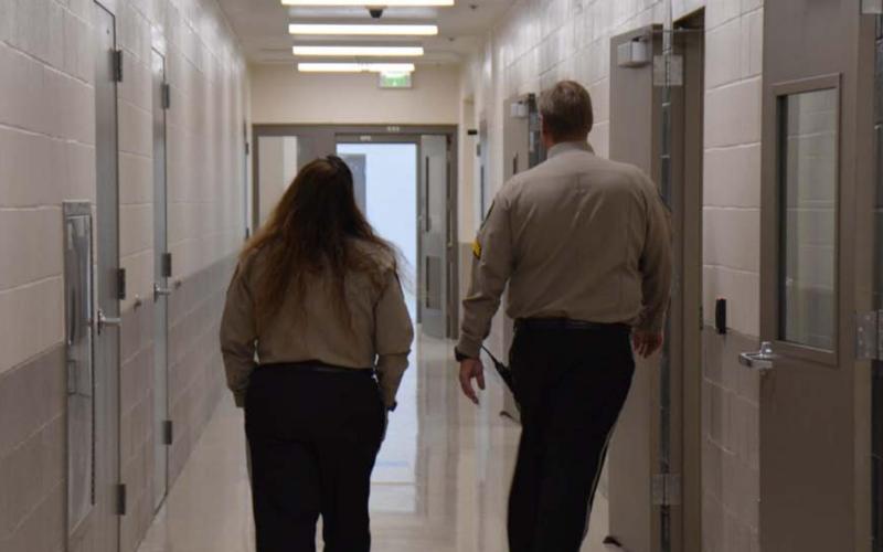 There is a staffing shortage among law enforcement agencies nationwide. Lampasas County is not an exception. Two Lampasas County Sheriff’s Office staff members are shown walking the hallways of the county’s new law enforcement center in March 2021.