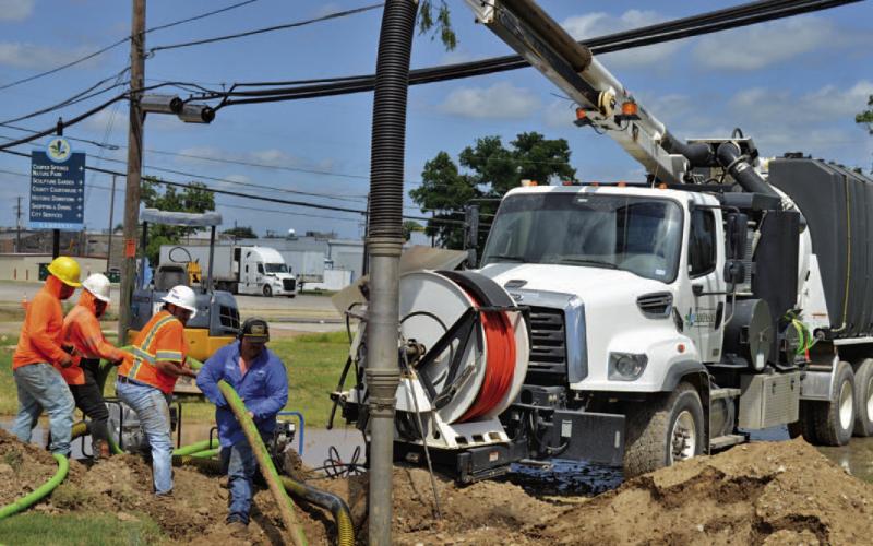 Lampasas Public Utility crews were able to conduct repairs to a main line water leak on Wednesday morning. The leak was caused by contract workers carrying out restoration efforts on the East Fourth Street church building near Sulphur Creek. ERICK MITCHELL | DISPATCH RECORD