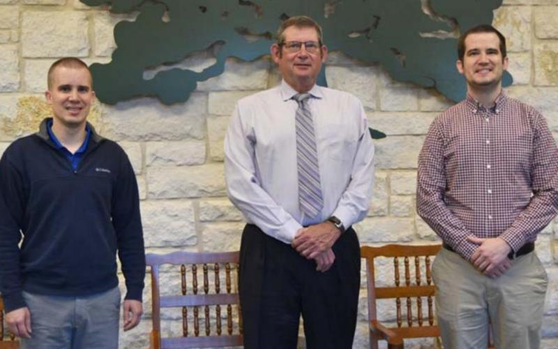Dr. Neal Leavell, center, retired from Lampasas Dental Center earlier this month. Dr. Jordan Felkner, left, and his brother Dr. Justin Felkner will practice together as partners at the office. MADELEINE MILLER | DISPATCH RECORD