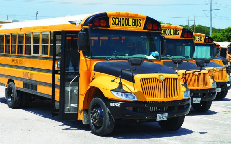 School buses will be required to utilize three-point safety harnesses for riders by the Sept. 1, 2029 deadline set by the Texas Legislature. Lampasas administrators say only 20 of the district’s fleet currently comply with the new regulations. ERICK MITCHELL | DISPATCH RECORD
