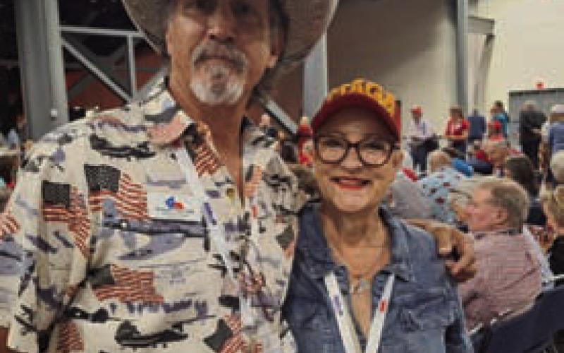 Ready to take on duties as the new Lampasas County Republican Party chairman is Tex Hall. He and his wife, Diane, were delegates at the GOP state convention in Houston. COURTESY PHOTO