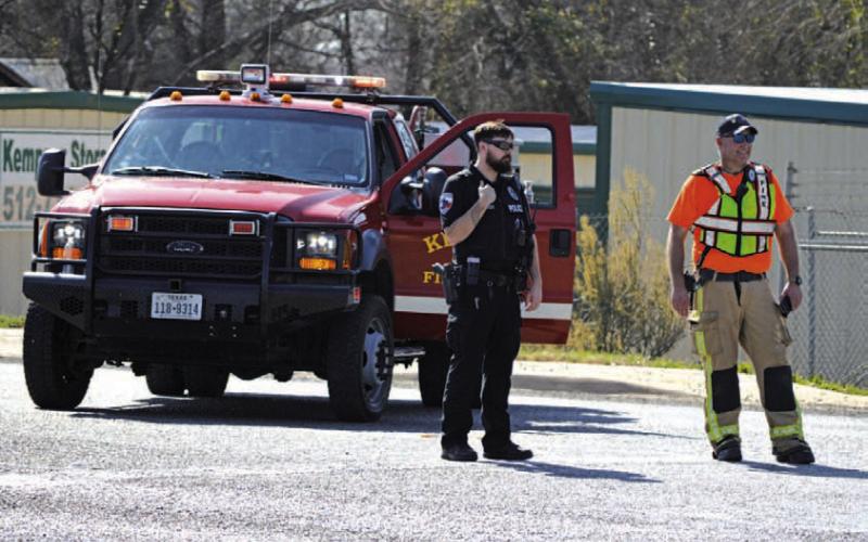 Multiple public safety agencies were in Kempner Tuesday to assist with evacuation of a severalblock area along U.S. Highway 190 while officials awaited an explosive ordnance disposal unit from Fort Hood. Kempner Volunteer Fire Department helped the police in redirecting traffic. ERICK MITCHELL | DISPATCH RECORD