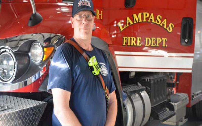 Tim Weinrick served eight years in the U.S. Army and was a combat medic in Iraq. Today, he serves the people of Lampasas as the volunteer assistant fire chief. ALEXANDRIA RANDOLPH | DISPATCH RECORD