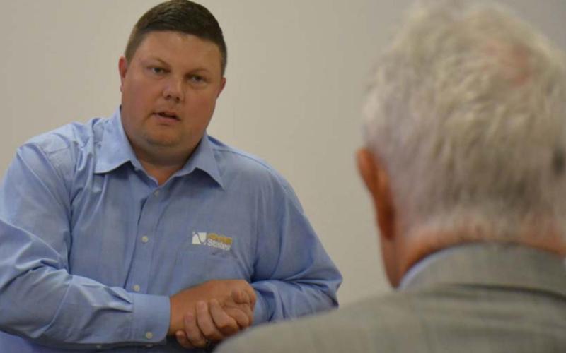 Oil States General Manager Brian Nelson led most of the discussion during a visit with District 25 U.S. Rep. Roger Williams on Thursday. MONIQUE BRAND | DISPATCH RECORD