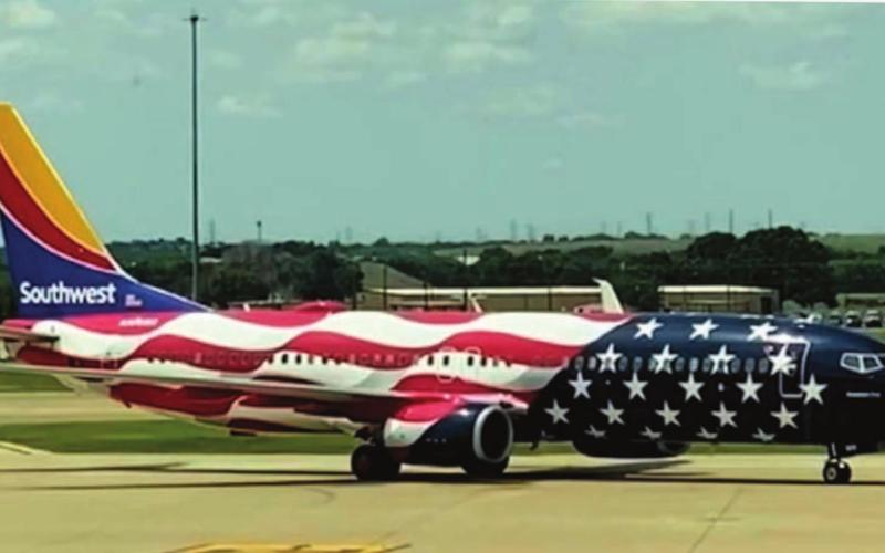 This Southwest Airlines jet features the stars and stripes of the United States flag. The aircraft is reserved for special occasions such as Honor Flights. JMATTHEW WINES | COURTESY PHOTO