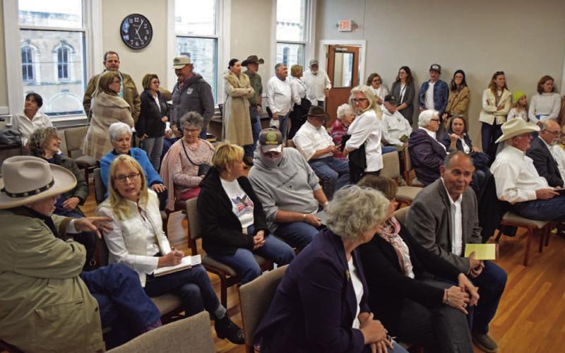 The Lampasas City Council chambers were filled to standing room only on Monday during a discussion on the proposed U.S. Highway 281 bypass. ALEXANDRIA RANDOLPH | DISPATCH RECORD