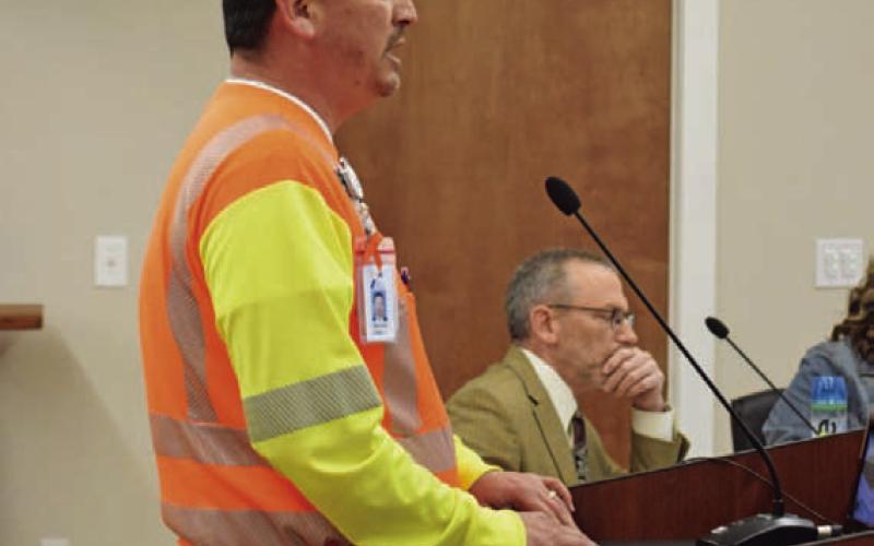 Newly appointed TxDOT Brownwood District Engineer Greg Cedillo was present at a Lampasas City Council meeting Monday night to answer questions about the proposed U.S. Highway 281 relief route project. ALEXANDRIA RANDOLPH | DISPATCH RECORD