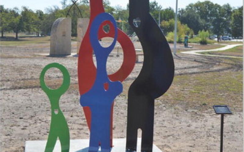 “We Are Family” by Stephen Potter is one of 10 new sculptures that were placed at the Hanna Springs Sculpture Garden on Sept. 16. ERICK MITCHELL | DISPATCH RECORD