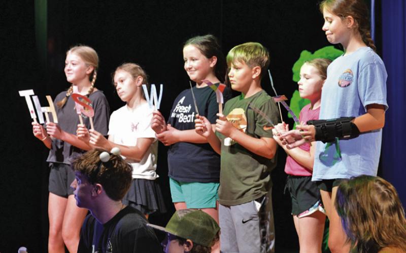 Little Badger Theatre campers spend time rehearsing for their performance. ERICK MITCHELL | DISPATCH RECORD