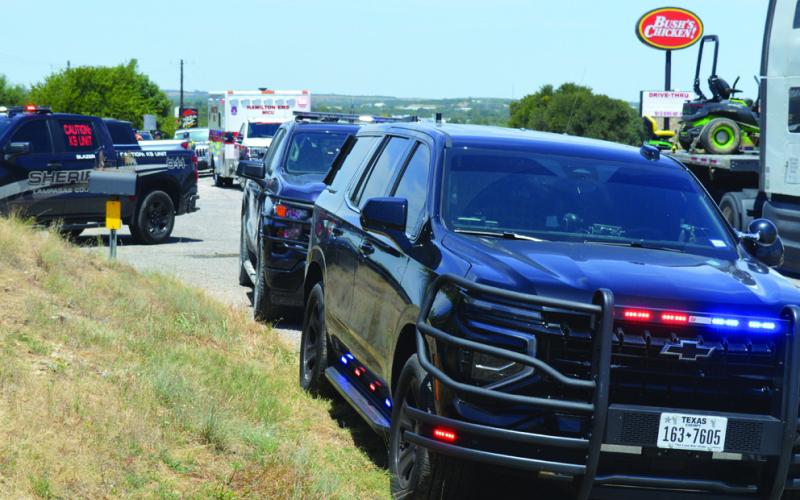 Multiple law enforcement agencies participated in a vehicle pursuit that ended on South Key Avenue Wednesday afternoon. Two individuals were taken into custody. ERICK MITCHELL | DISPATCH RECORD