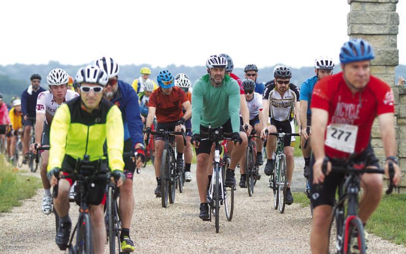 HUNTER KING | DISPATCH RECORD Volunteer riders take off on their 50- or 25-mile rides from Lometa.