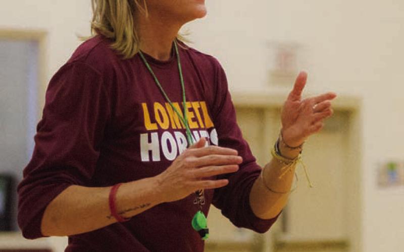Madison Morris leads players through a drill in Lometa, where she is a second-year head coach. Morris played volleyball at the University of Texas-El Paso and Texas A&amp;amp;M University International after graduating from Lampasas High School. ERICK MITCHELL | DISPATCH RECORD