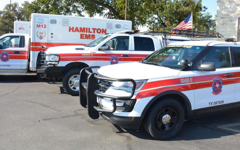 The fleet of Hamilton County Hospital District EMS vehicles allows two ambulances to be stationed in Lampasas and one at the Kempner Fire Station for quicker response times during an emergency. FILE PHOTO