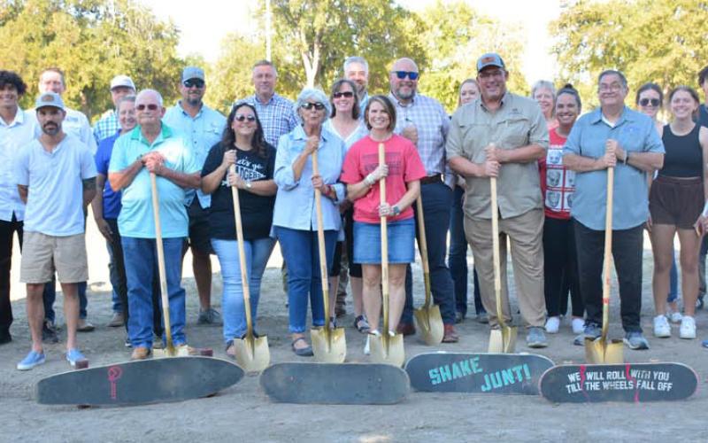 MONIQUE BRAND | DISPATCH RECORD City officials, residents and skateboarding enthusiasts were at Campbell Park last week to break ground for a skate park.